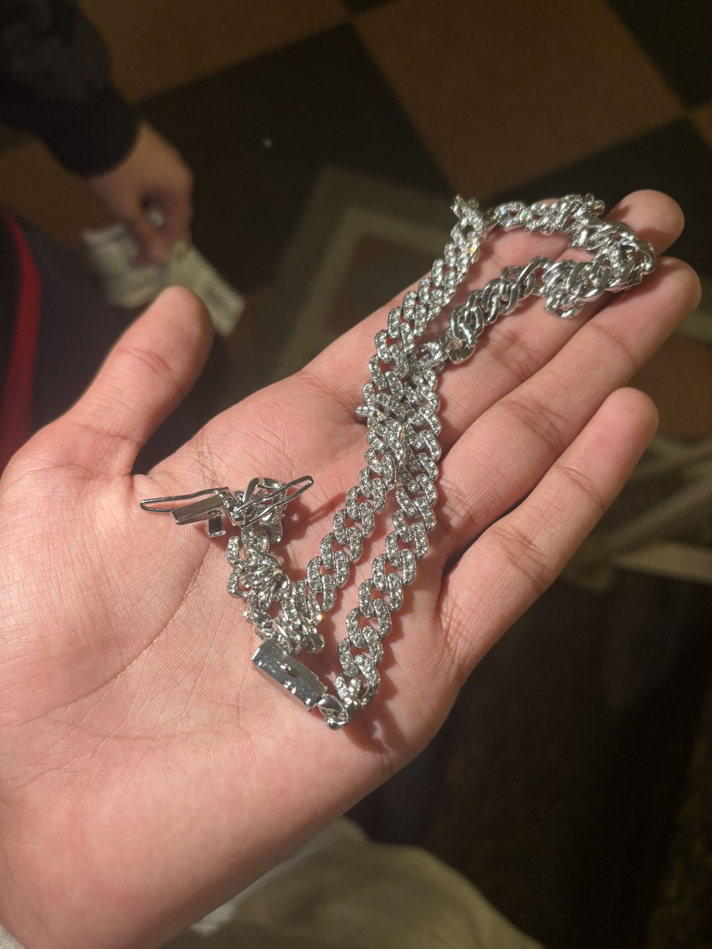 925 Sterling Silver 8mm 18 inch Cuban Miami Link Chain w/ CZ stone