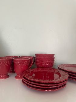 16-Pc Chris Madden JCP Home "Montalira Red" Dinnerware Set - Service for 4