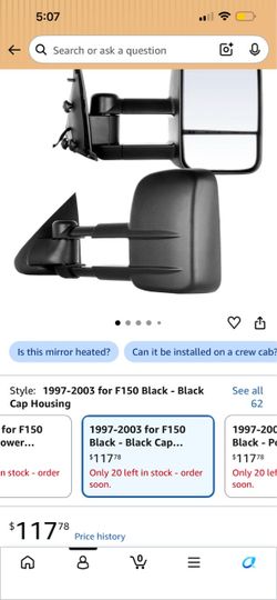 Ford F150 Tow Mirrors 1(contact info removed) Black Cap Housing