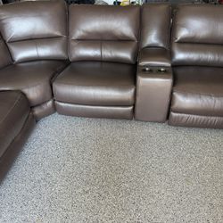 Brown Leather Power Reclining Sofa