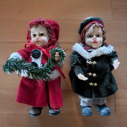 Vintage Rare Porcelain Christmas Dolls