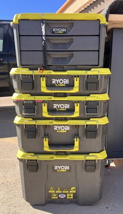 RYOBI LINK 5-Piece Modular Rolling Stackable Tool Box Lot