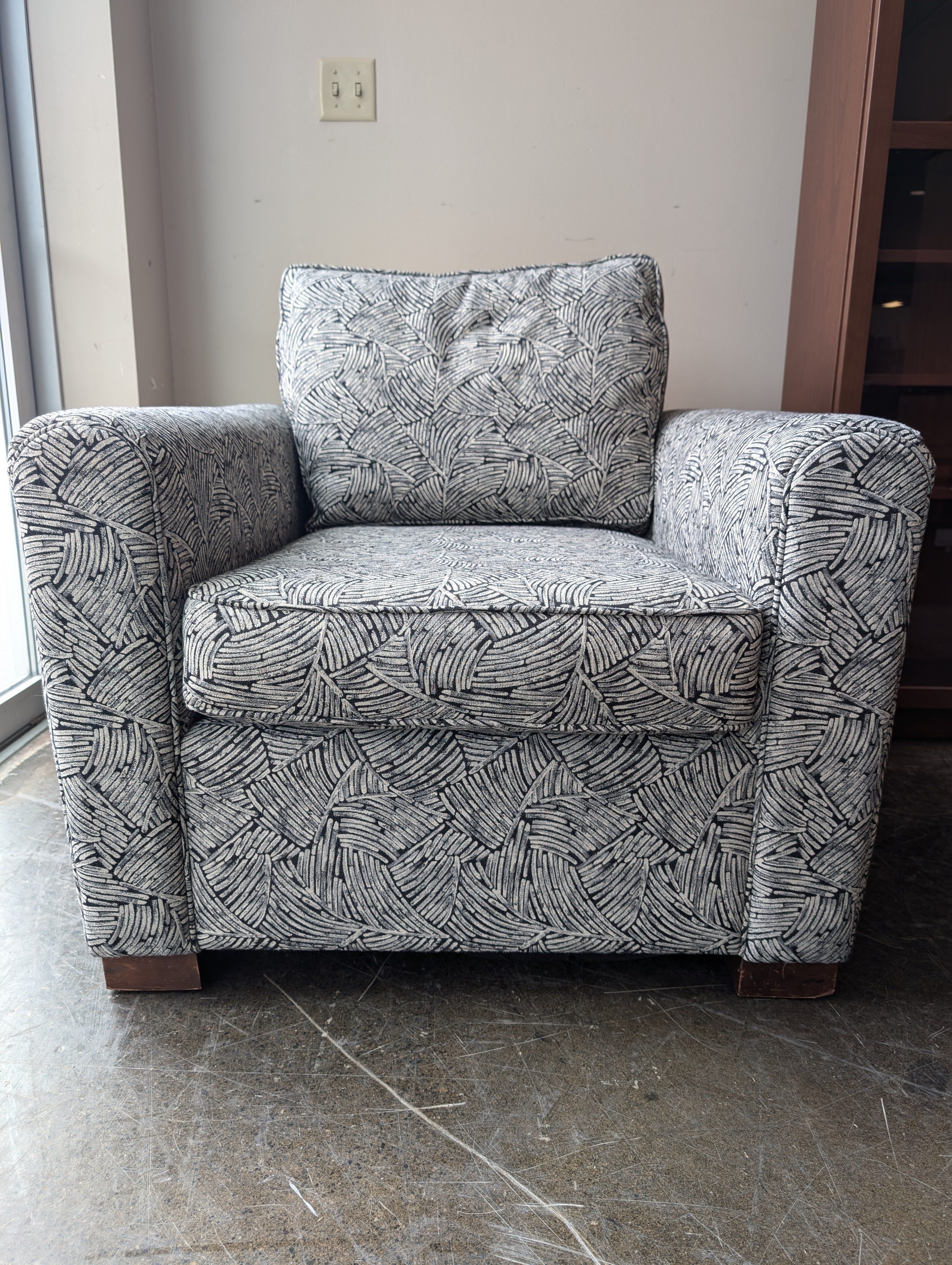 Pair of Contemporary Upholstered Club Chair with Botanical Pattern