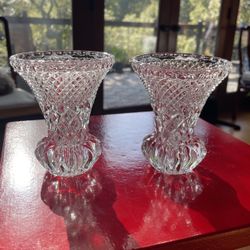 Pair Small Crystal Vase 