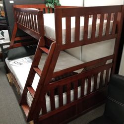 Brand New Brown/Gray/White Twin Over Full Bunkbed