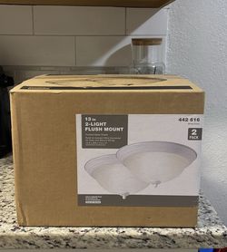 13 in. 2-Light White Flush Mount (2-Pack)