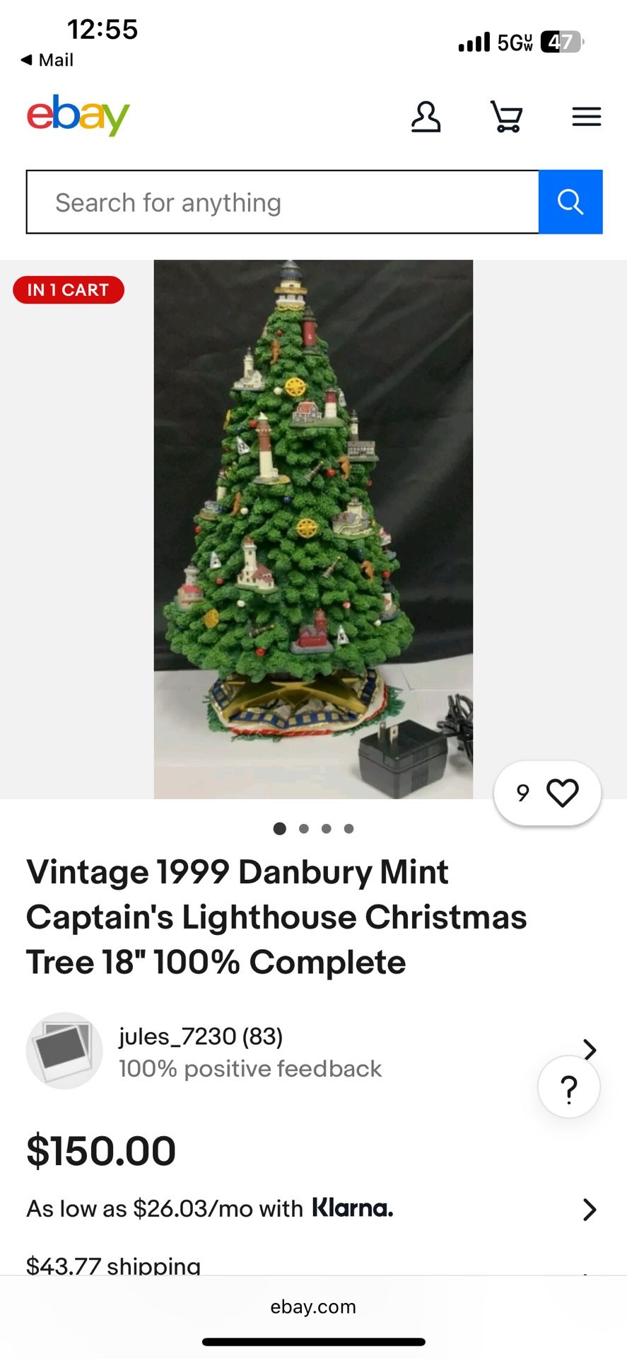 Danbury Mint Lighthouse Decorative Christmas Tree-$150.00