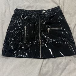 Black Faux Latex Short Skirt, Garage
