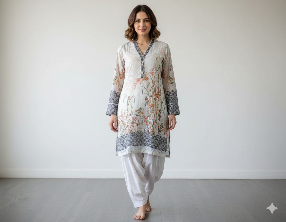 Zeen Women's Pakistani Kurti Long Sleeve - Size 12
