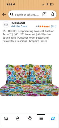 Outdoor loveseat cushions