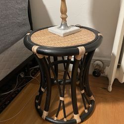 2 Wicker Black End Tables + Matching Headboard