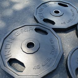 Iron Grip Olympic Plates Urethane Weights Gym Weight Set 