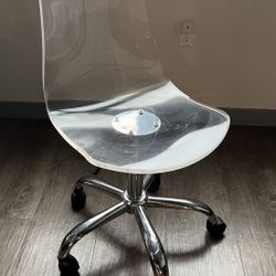 Acrylic Rolling Office Desk Chair, Vanity Swivel Chair Height Adjustable