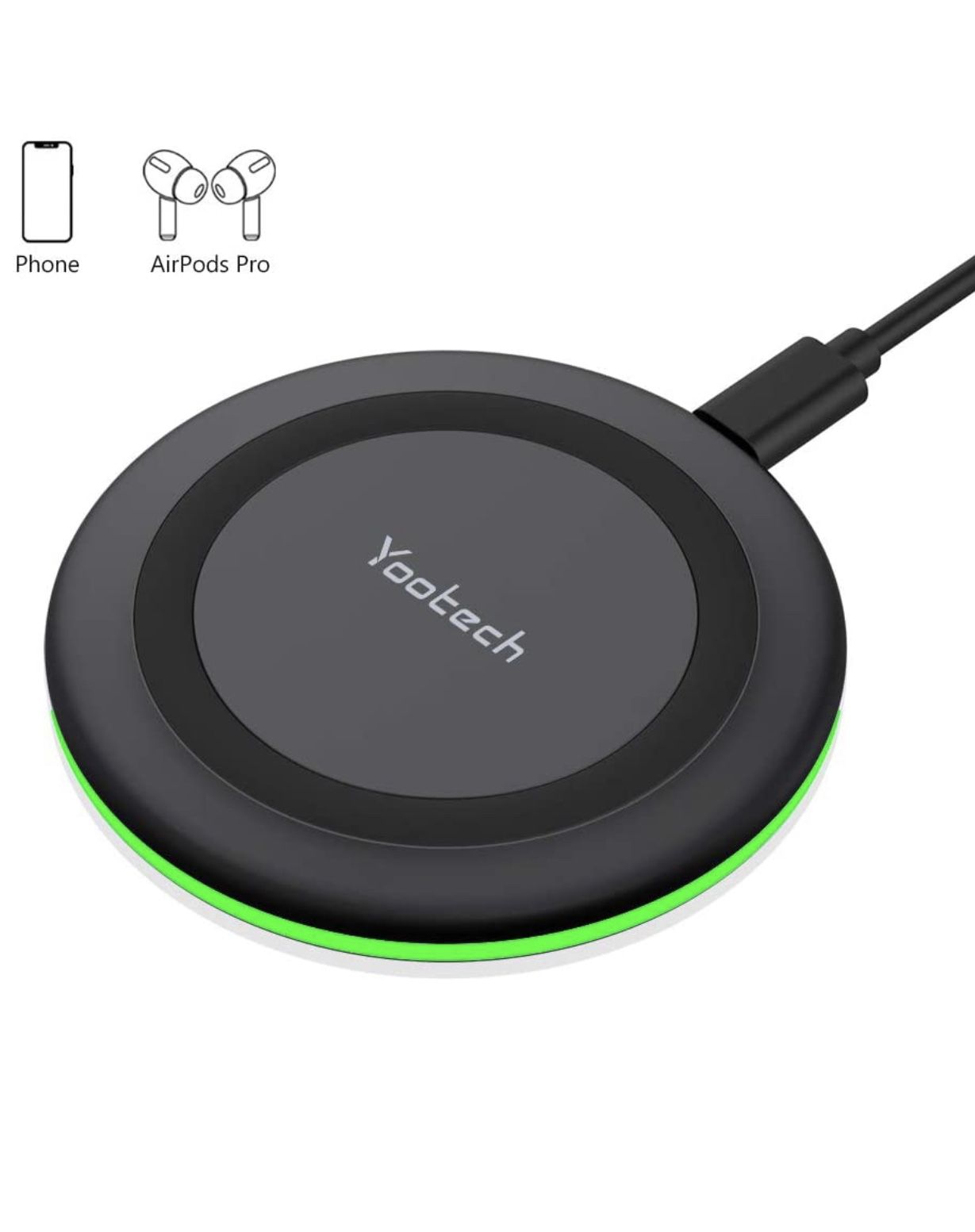 Yootech Wireless Charger,Qi-Certified 10W Max Fast Wireless Charging Pad Compatible with iPhone SE 2020/11/11 Pro/11 Pro Max/XR/XS/X/8,Samsung Galaxy