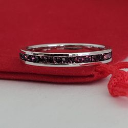 ❤️ Size 8.75 Sterling Silver Swarovsky Crystal Garnet Ring - Anillo De Plata