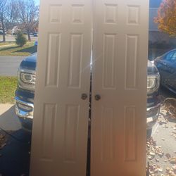 Two, 6 Panal Doors With Hardware/ Hinges