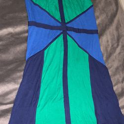 Ladies Dress.. Classic Designer   Bcbgmaxazria.. Xs New Dress.. Color-block Blue Green 