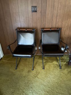 RUSTIC IRON LEATHER CHAIRS