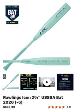 Rawlings Icon 2¾" USSSA Bat 2026 (-5)
