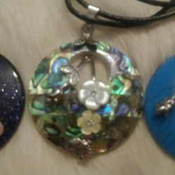 Moonstone, Turquoise Or Abalone Necklace Pendants