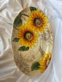 18inch sunflower design serving platter - heavy dish