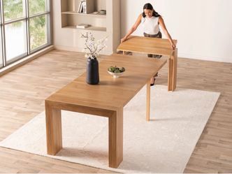 Transformer Table White Wood Oak