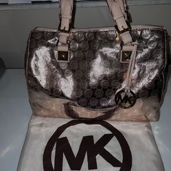 Michael Kors Metallic Rose Satchel Purse 