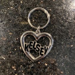KELSEY Heart Keychain Keyring Name 1.5x1.5”
