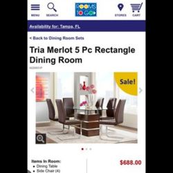 Rooms To Go Tria Merlot 5 Pc Rectangle Dining Room (4 Chairs And Table[Base+Heavy Glass]).