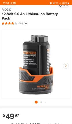 Ridgid 12v 2.0Amp Battery AC82049