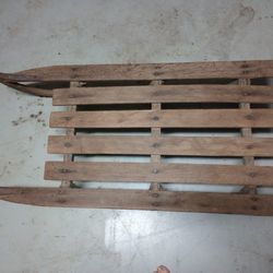 Antique Vintage Wood Wooden Sled Christmas Holiday Decoration Winter Snow