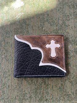 New Wrangler Leather Wallet - Brown Cross Logo