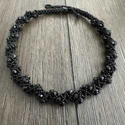 Black Beaded Necklace (choker style) 