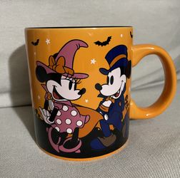 Disney Mickey & Minnie Mouse Happy Halloween Coffe Mug 20oz Ceramic Orange