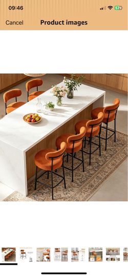 28 '' Bar Stools Set of 6, for Kitchen Island. Orange