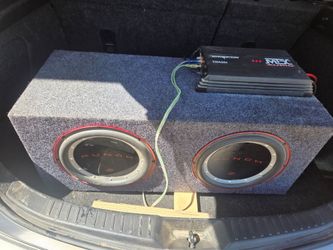 MTX 250 watt amp with 2 10" P1 punch speakers in box