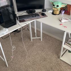 L Shape White Desk!