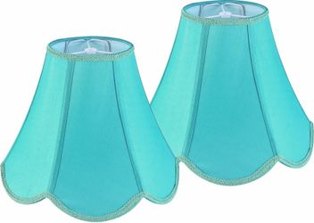 GO&SO Bell Lamp Shades Set of 2 Teal Lamp Shade -6x13x10.6" (Spider) Barrel Lamp Shades for Table Lamps,Floor Lamp,Fabric Replacement Lampshades Hand 