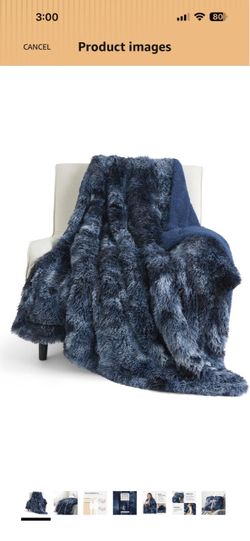 Bedsure Faux Fur Fluffy Sherpa Throw Blanket Twin Tie Dye Navy 60"x80" Fleece, Fuzzy Plush, Thick Warm, Fall, Comfort Cozy Soft Home Room Decor, Women