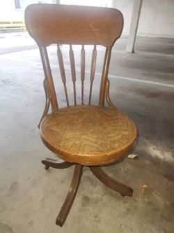Antique Wood Swivel Desk Chair