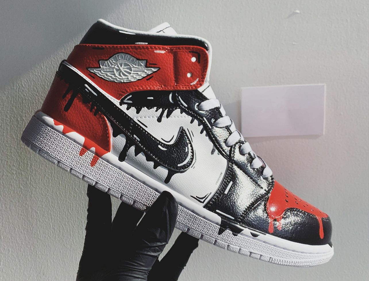 AJ 1 Red Black Drip Custom Shoes ONLY READ THE DESCRIPTION) for Sale New York, NY - OfferUp