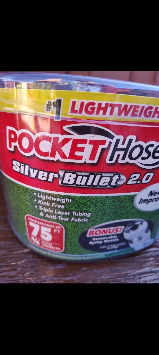 Pocket Hose 75 FT Flexible Expandable Garden Hose Silver Bullet 2.0