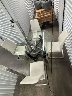 Glass Dining Table with 4 Chairs