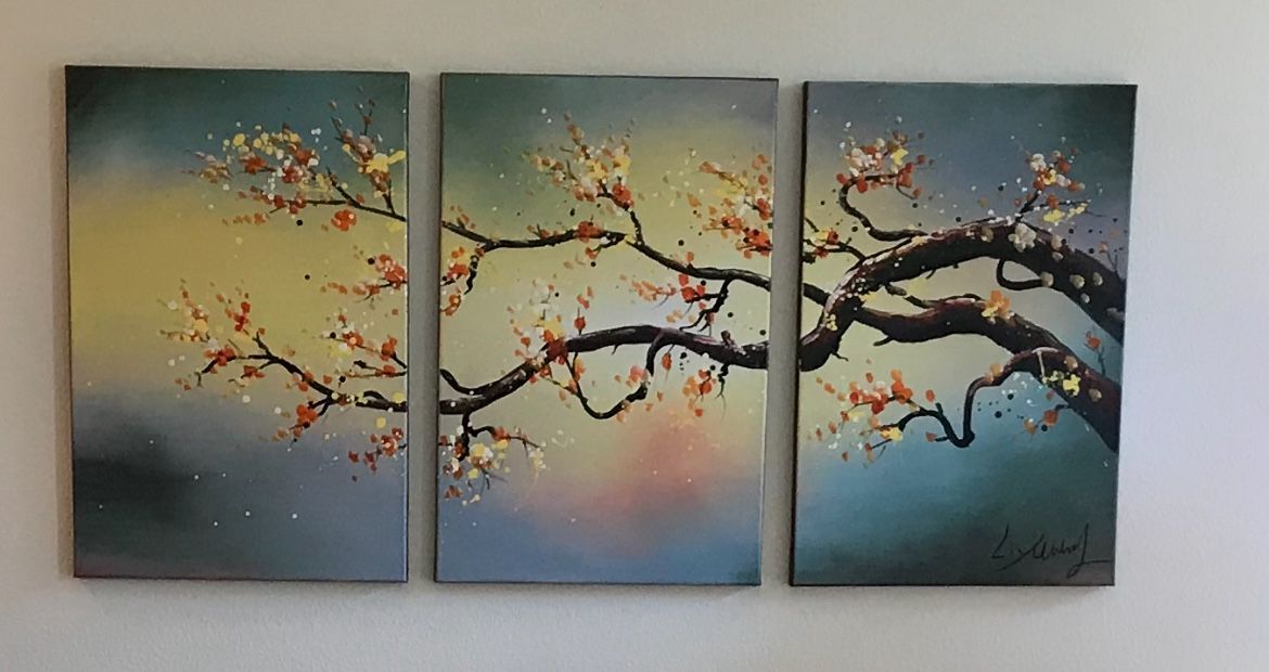 Wall Art Floral Canvas -3 Piece