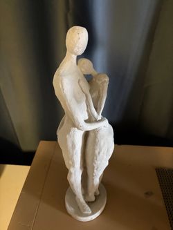 White Plaster Figurative Sculpture Two Figures