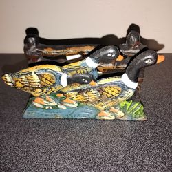 Vintage Cast iron Mallard Ducks Letter Holder Great Condition Rare