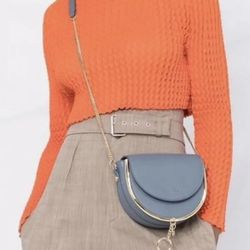 See by Chloe Mara Leather Saddle Bag - Blue Stormy Sky With Gold Hardware