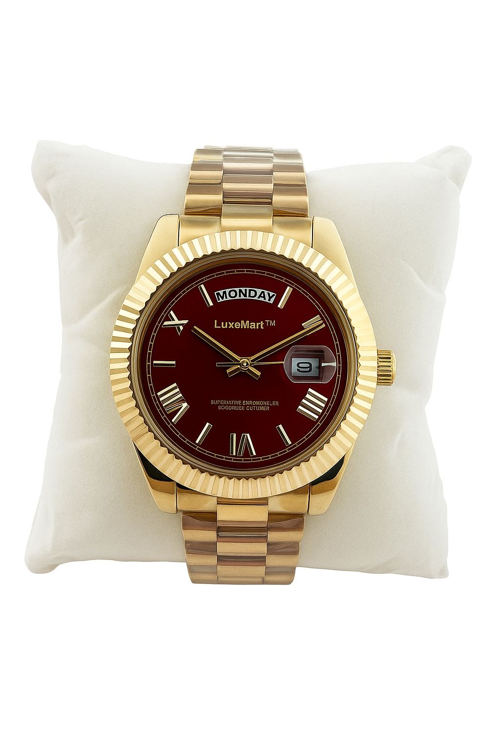 LuxeMart™ Red Edition – Luxury Men’s Watch – Gold/Red – New in Box