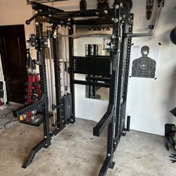 PRO SERIES Ultimate 3-1 Half Rack Functional Trainer w/Smith Machine Bar | 400lb Stack | Gym Equipment | Fitness | Commercial | Squat Rack 