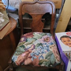 Antique Floral Chairs Pair